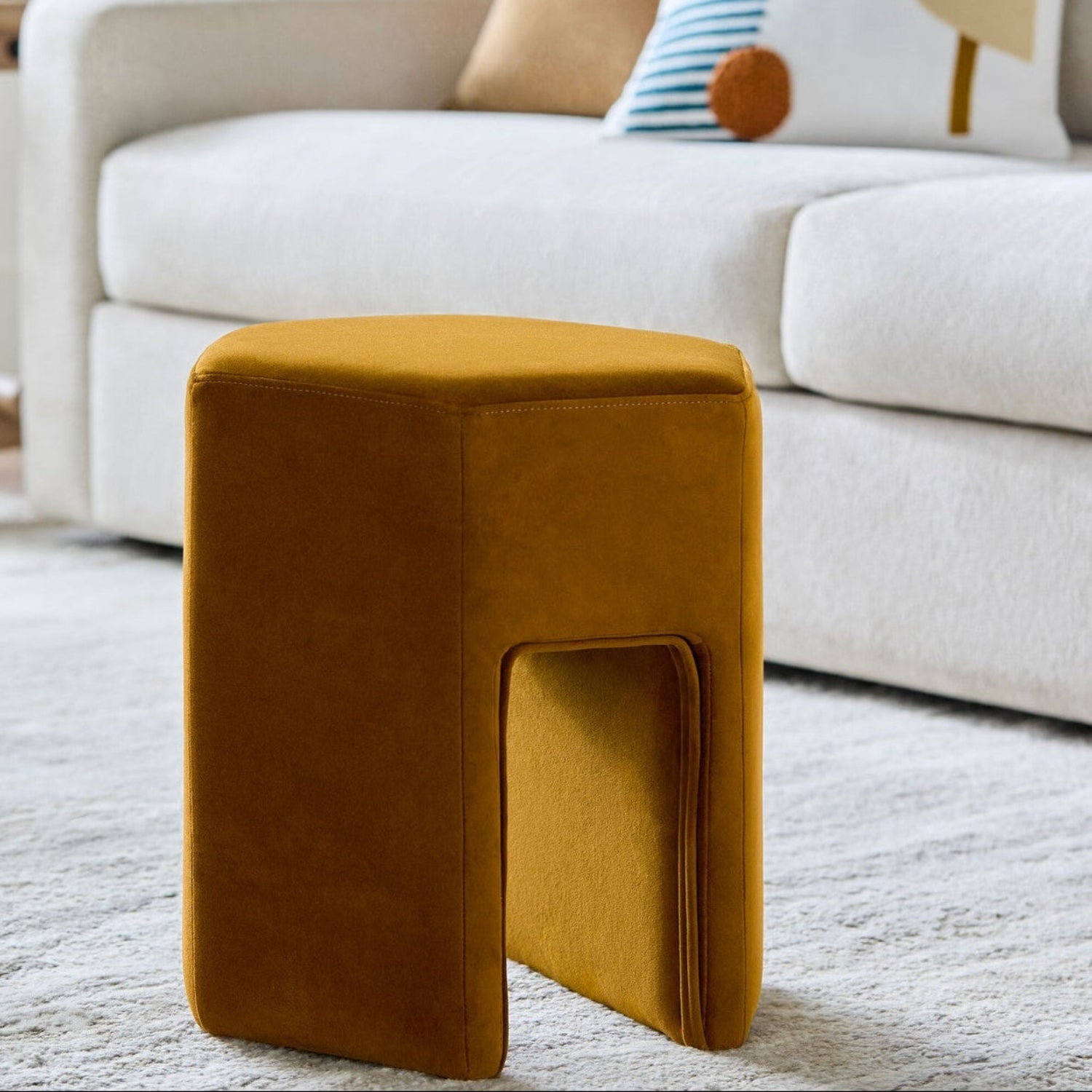 Kaden Recycled Fabric Ottoman