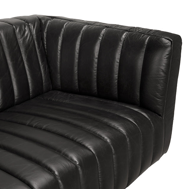 Noir Khann Leather Sofa cushion and armrest detail