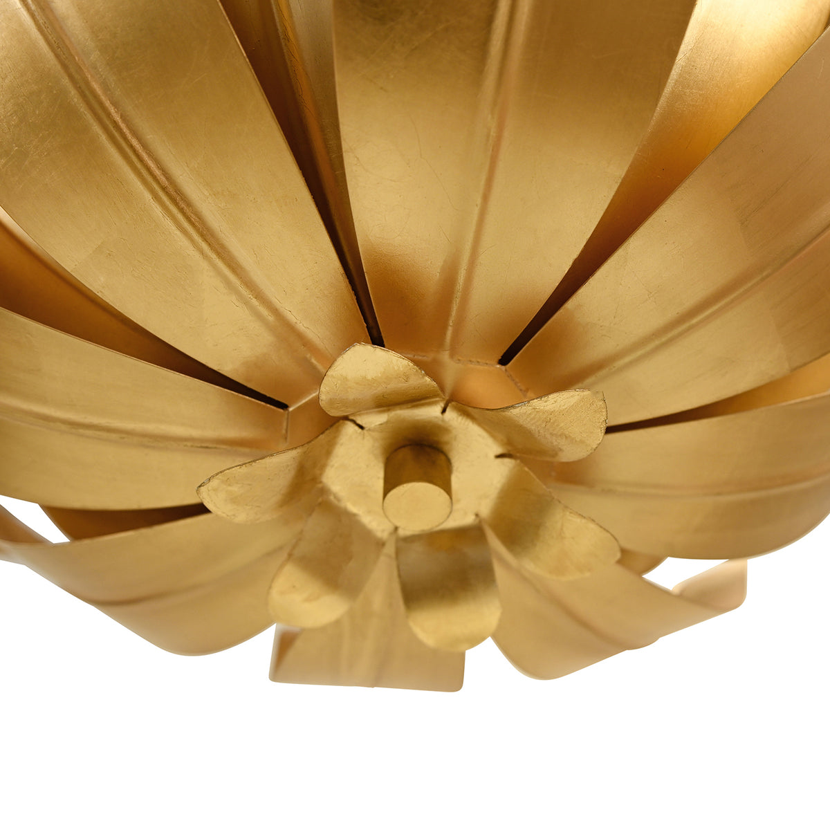 Detail of the Leander Gold Chandelier hardware and craftsmanship