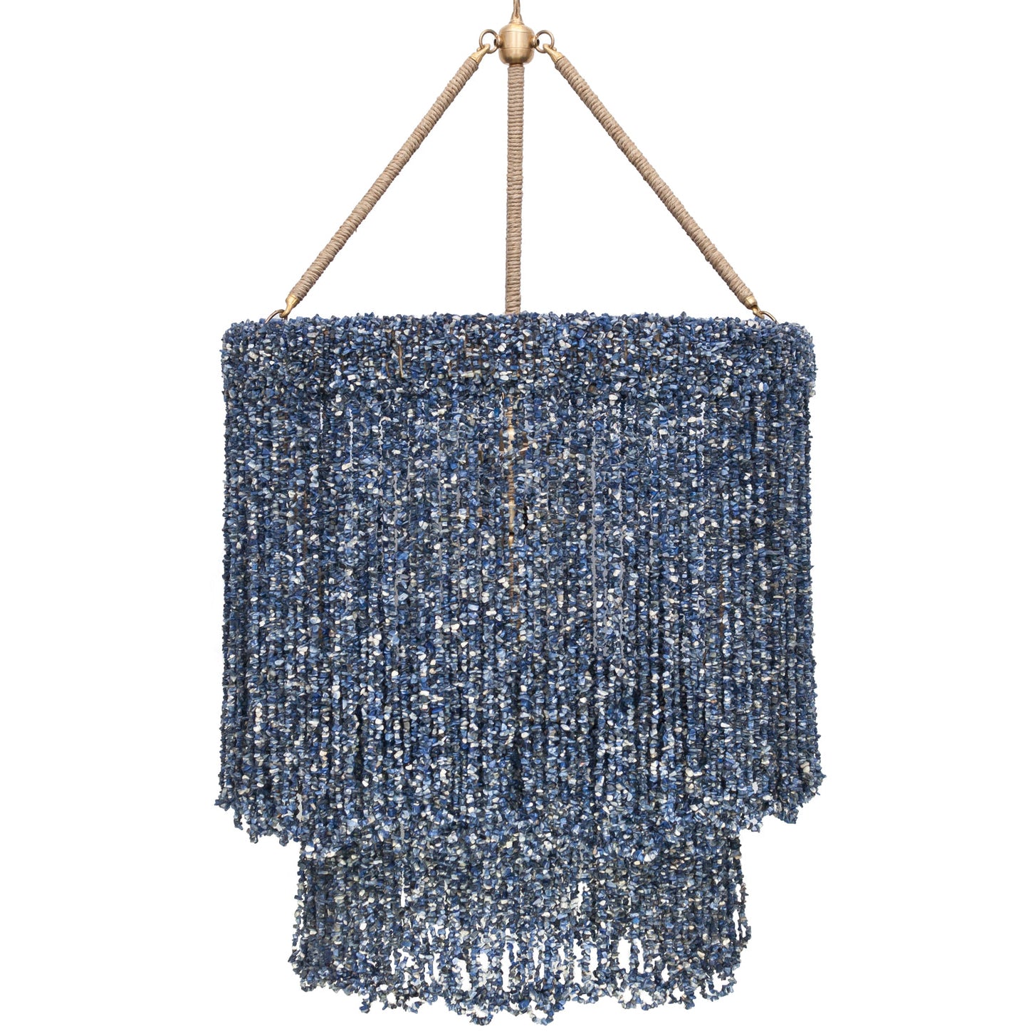 Ro Sham Beaux Lily Blue Jean Chip Quartz Two Tier Chandelier