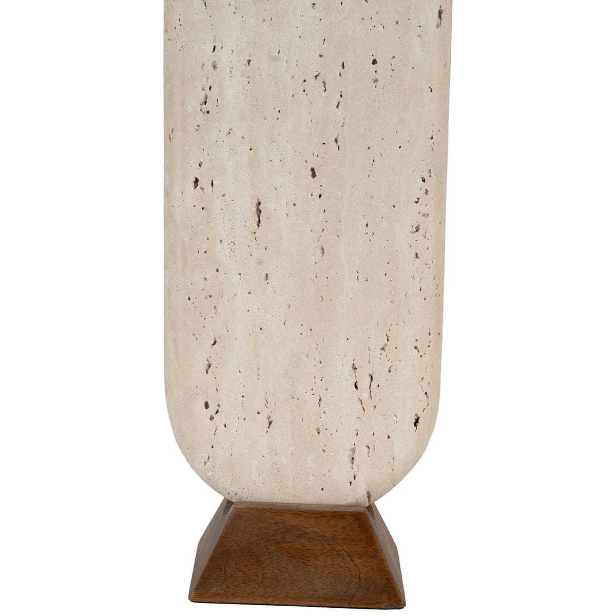 Solis Travertine Walnut Natural Travertine And Walnut Wood Base With Linen Textured Fabric Shade Table Lamp