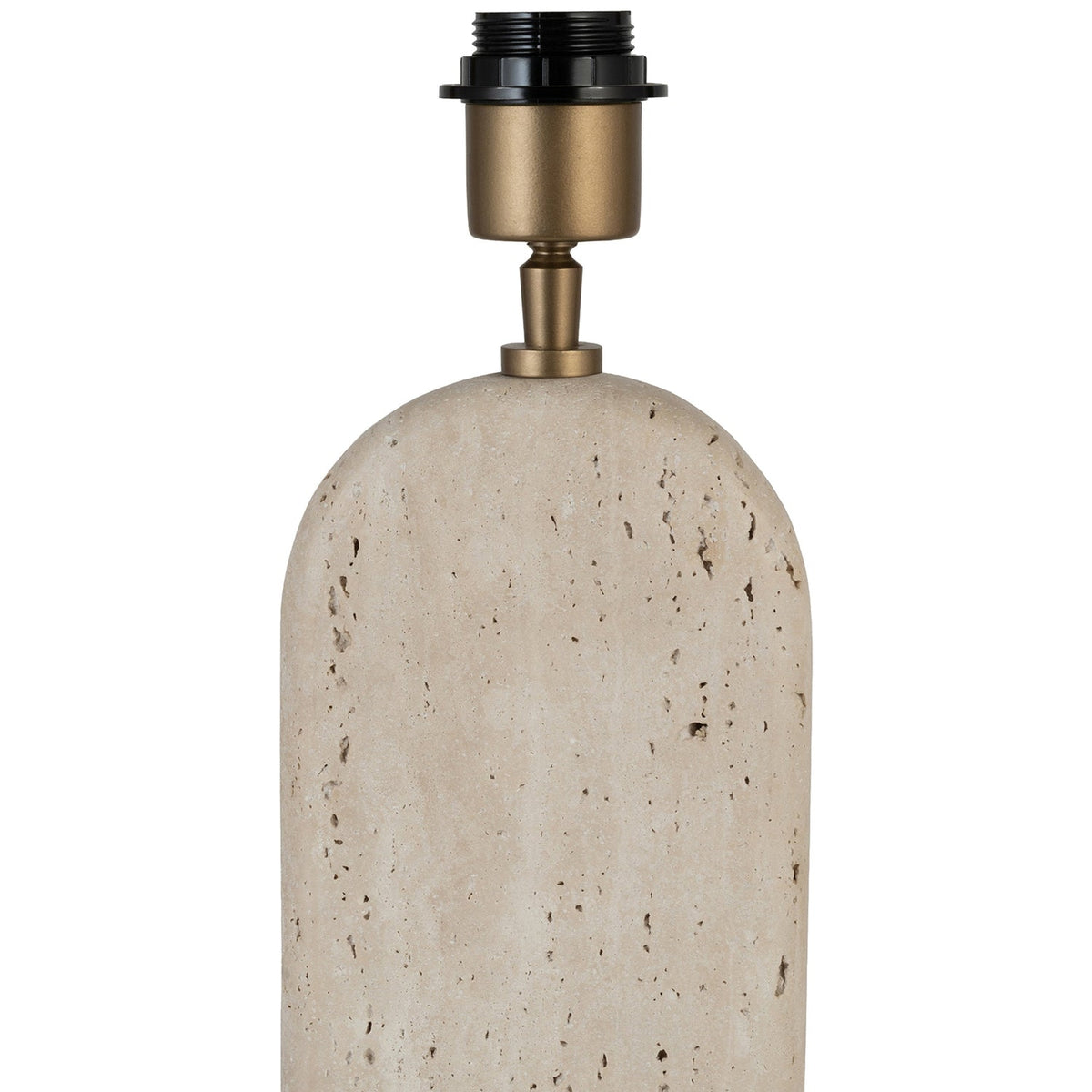 Solis Travertine Walnut Natural Travertine And Walnut Wood Base With Linen Textured Fabric Shade Table Lamp