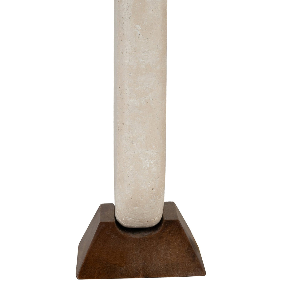 Solis Travertine Walnut Natural Travertine And Walnut Wood Base With Linen Textured Fabric Shade Table Lamp