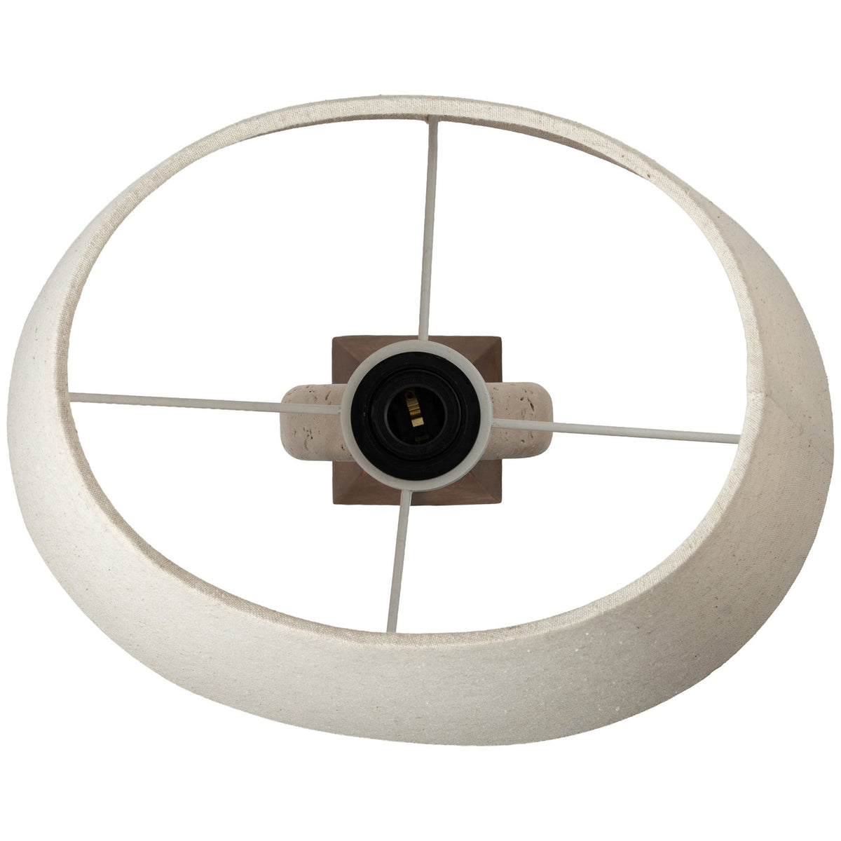 Solis Travertine Walnut Natural Travertine And Walnut Wood Base With Linen Textured Fabric Shade Table Lamp
