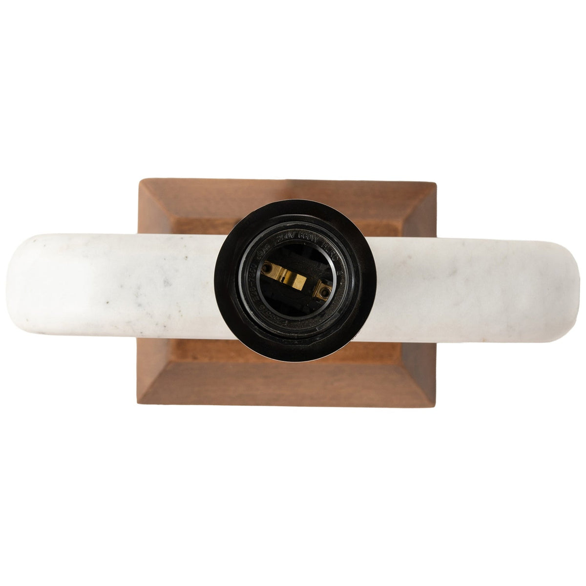 Solis Off White Natural Genuine Marble And Mango Wood Base With Linen Textured Fabric Shade Table Lamp