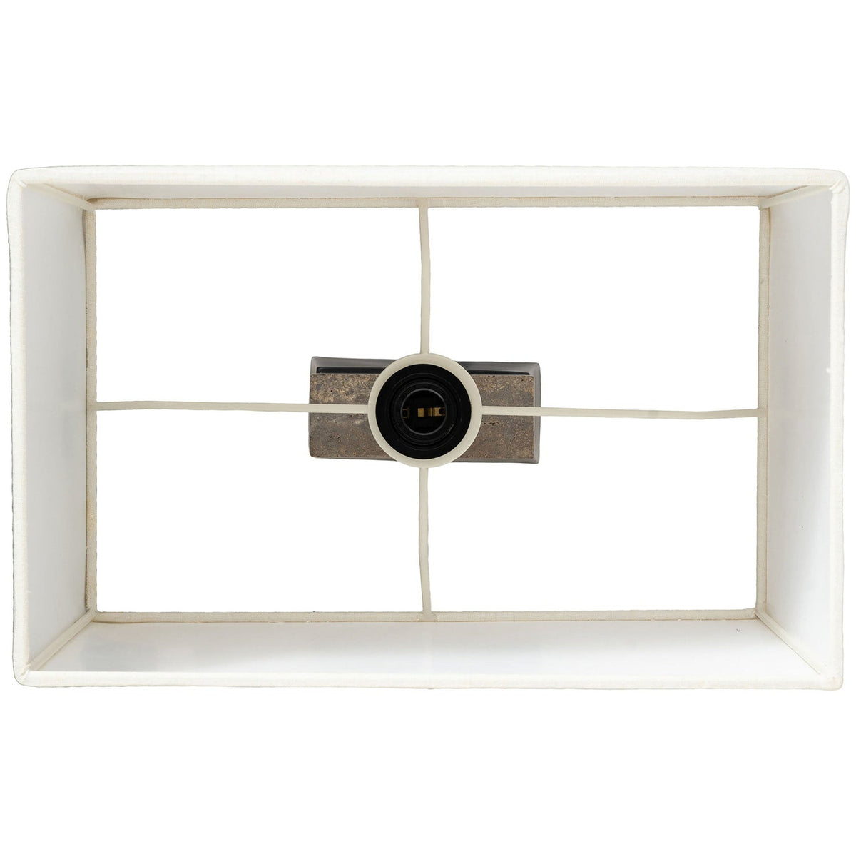 Vellara Grey Beige Black Travertine Base And Linen Textured Fabric Shade Table Lamp