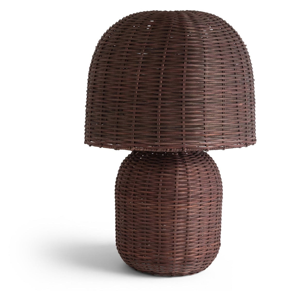 Nomad Brown Rattan Table Lamp in brown rattan with brass base, primary product view