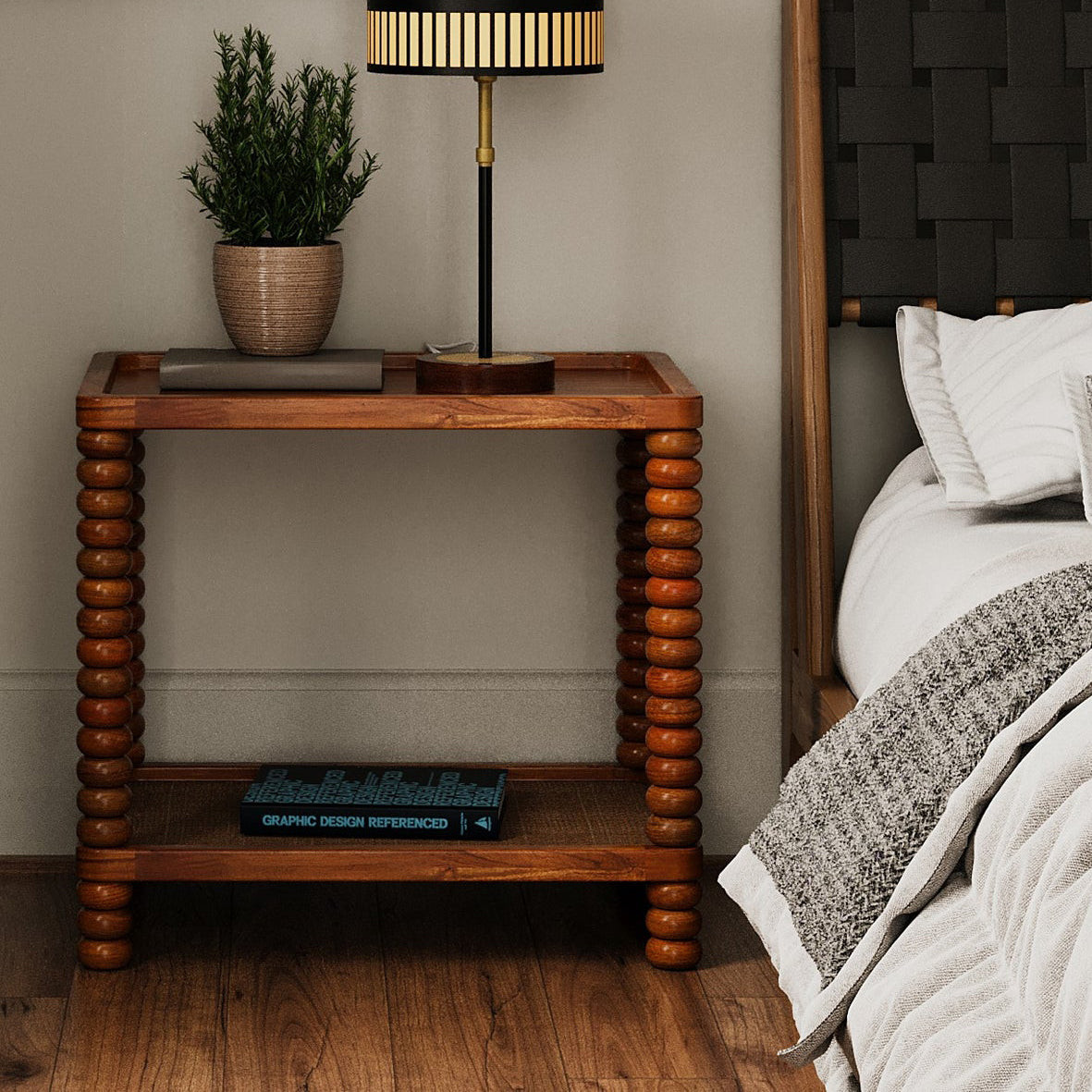 Union Home Twist Cane Solid Wood Side Table