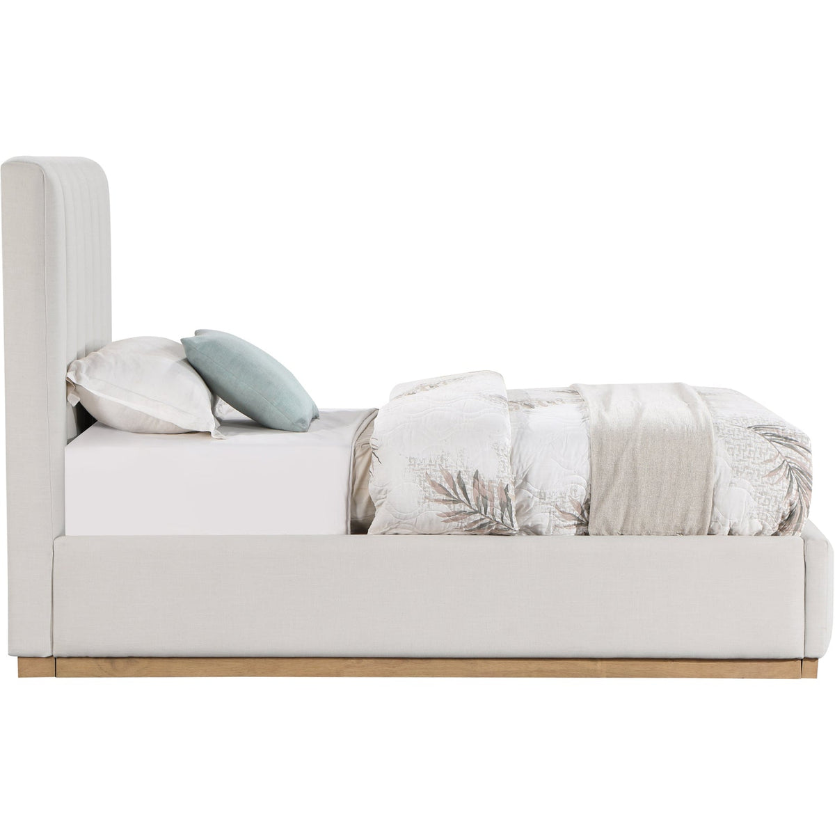 Lucia Cream Linen Textured Fabric Upholstered Bed