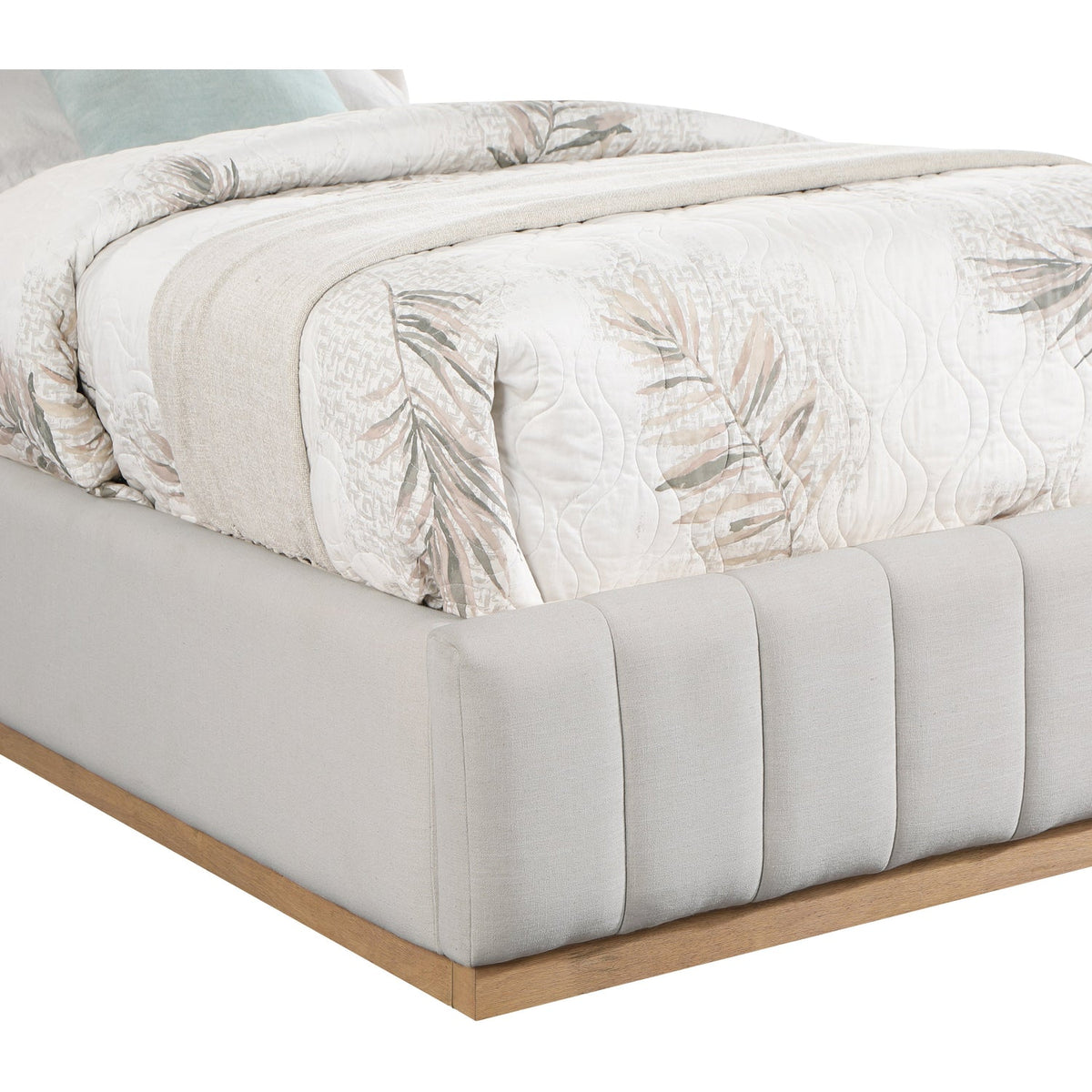 Lucia Cream Linen Textured Fabric Upholstered Bed
