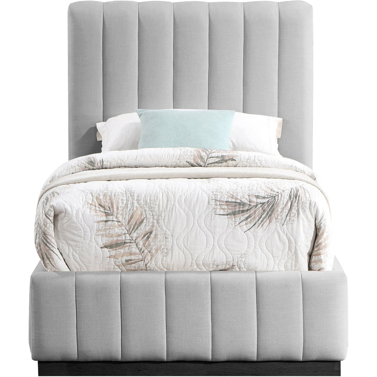 Lucia Grey Linen Textured Fabric Upholstered Bed