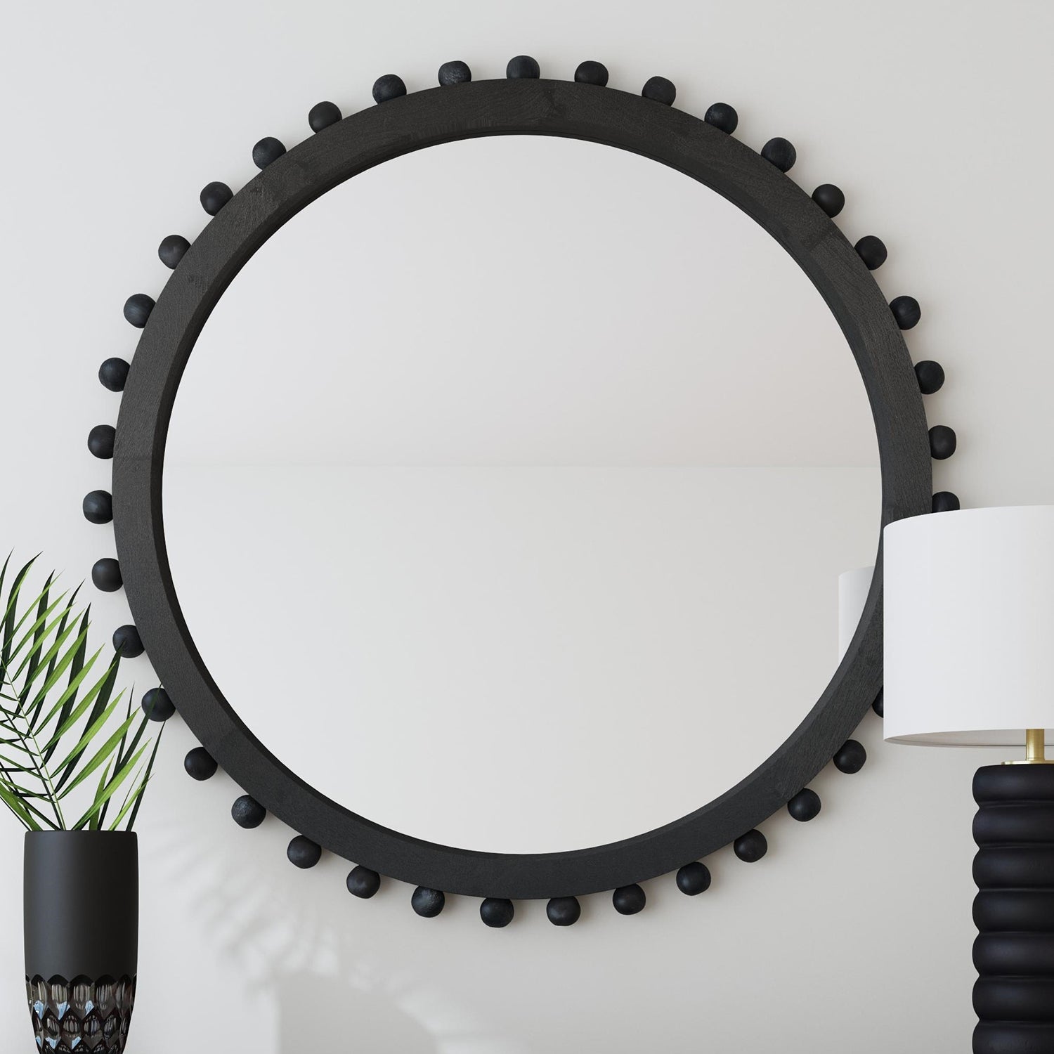 Bassett Mirror Round Renn Black Wall Mirror