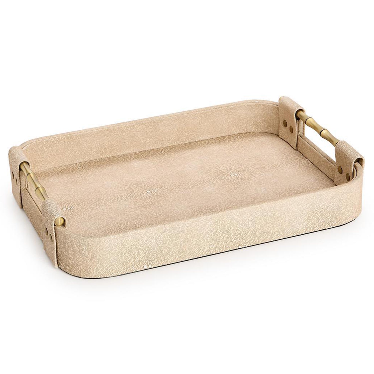 Cream Shagreen Rectangle Tray Set of 3