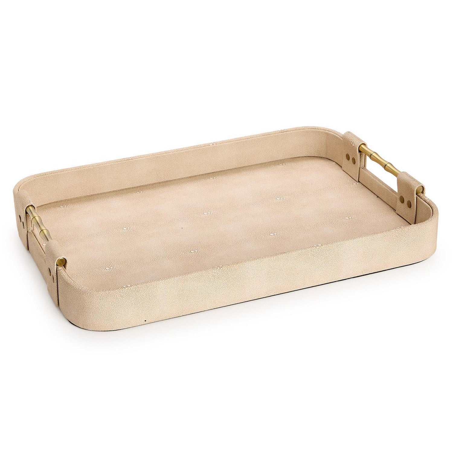 Cream Shagreen Rectangle Tray Set of 3