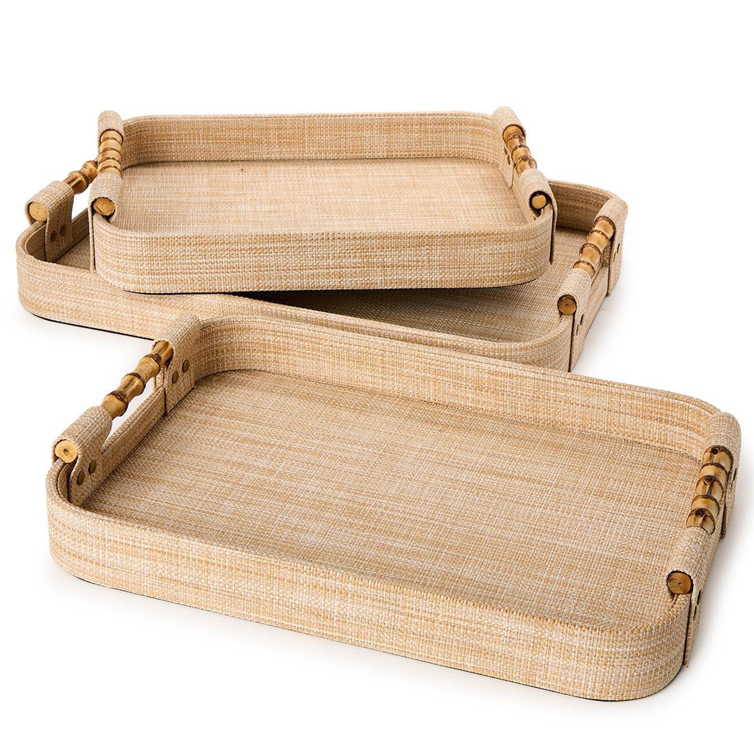 Natural Grass Rectangle Tray Set of 3