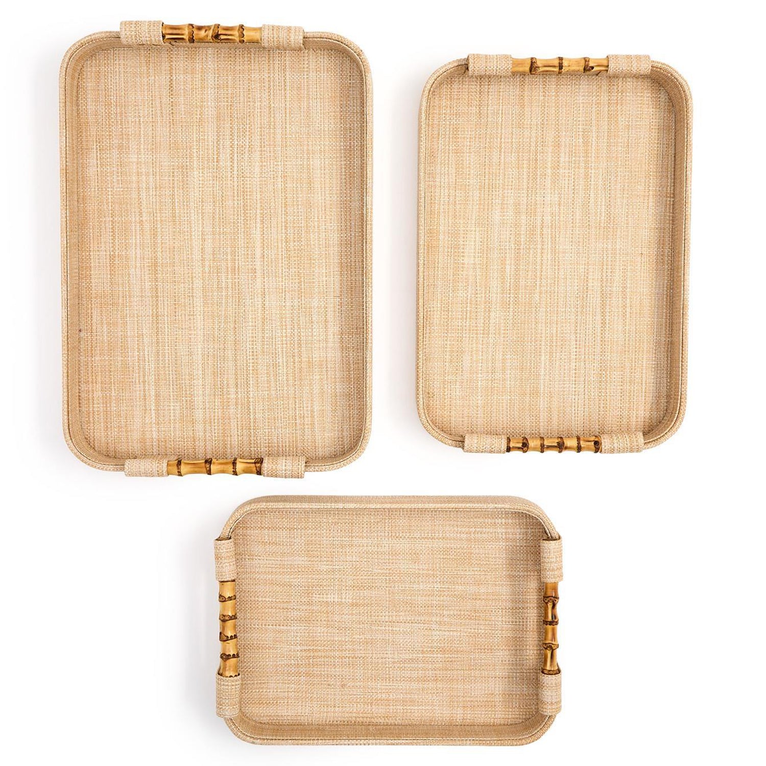 Natural Grass Rectangle Tray Set of 3