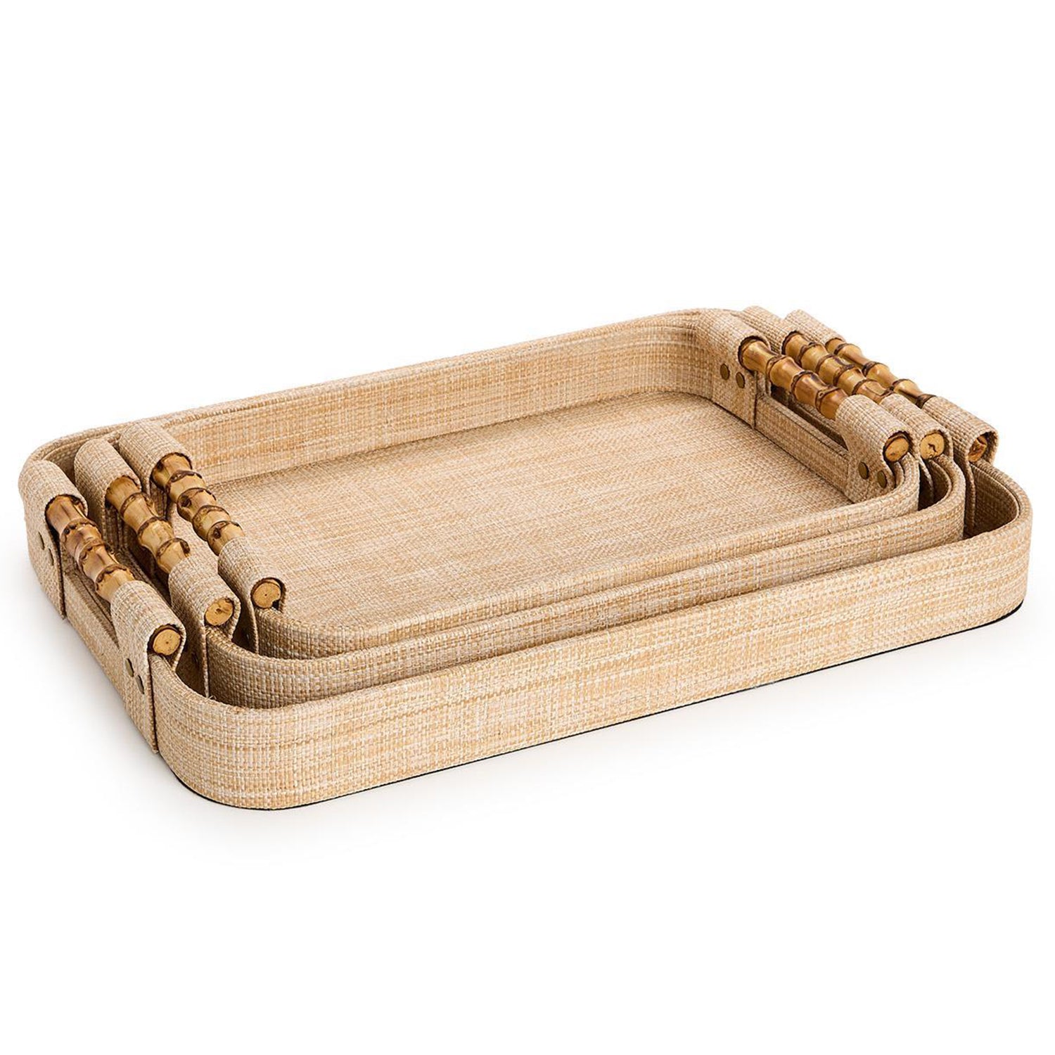 Natural Grass Rectangle Tray Set of 3
