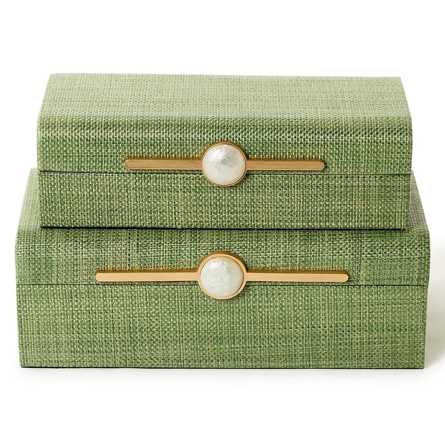 Monaco Green Faux Seagrass Nested Decorative Box Set of 2