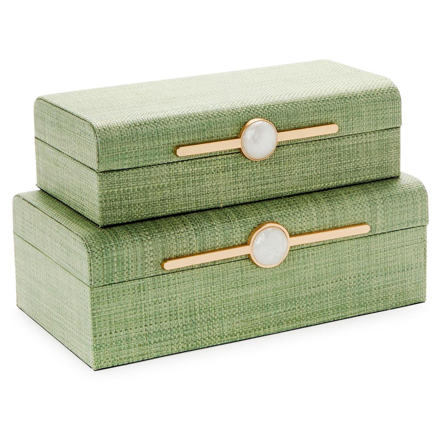 Monaco Green Faux Seagrass Nested Decorative Box Set of 2