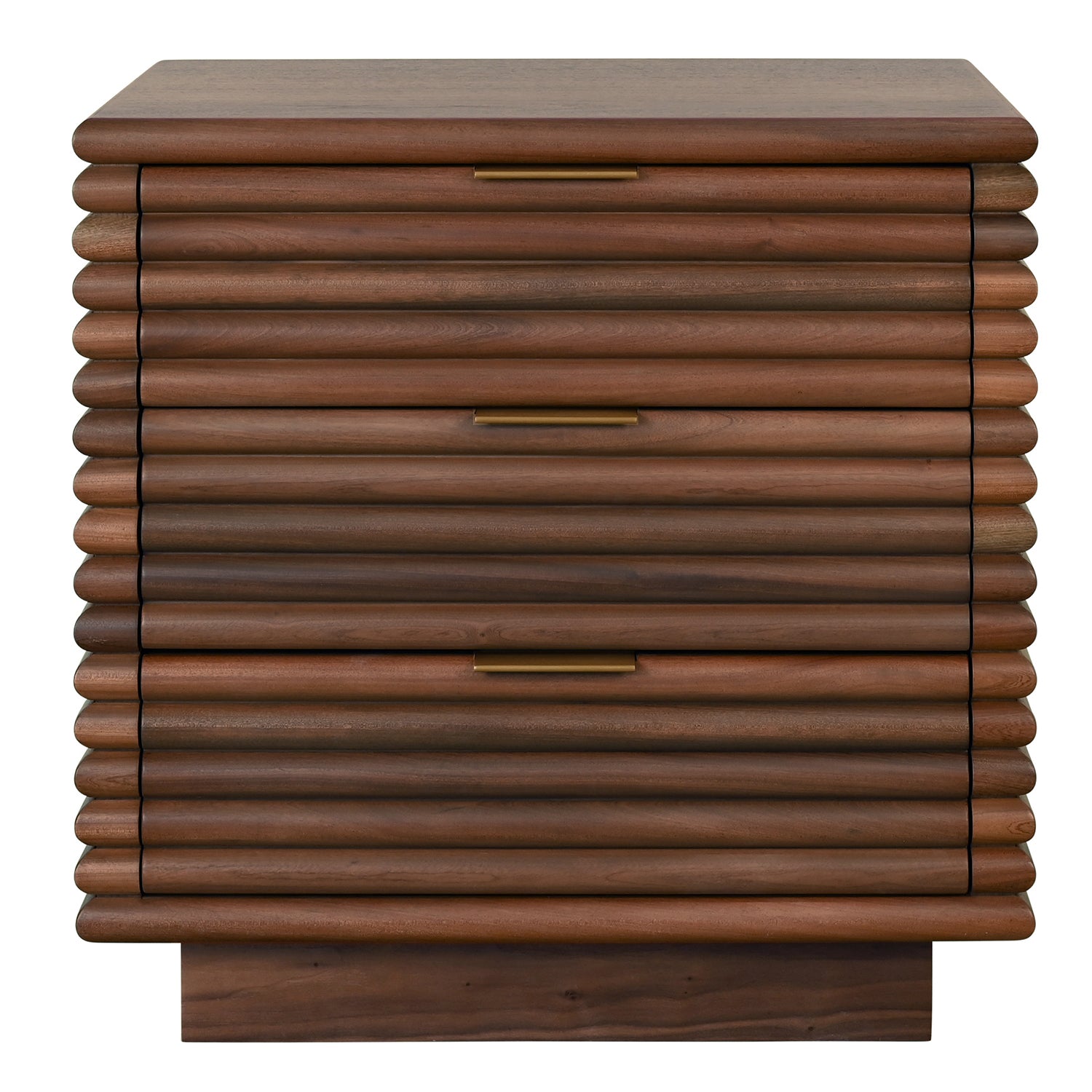 Worlds Away Mateo Walnut Three Drawer Side Table