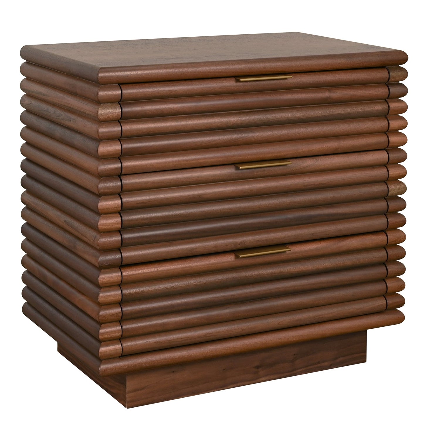 Worlds Away Mateo Walnut Three Drawer Side Table