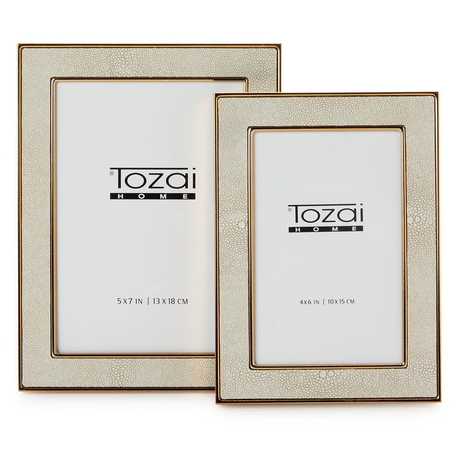 Cream Shagreen Photo Frame Set of 2