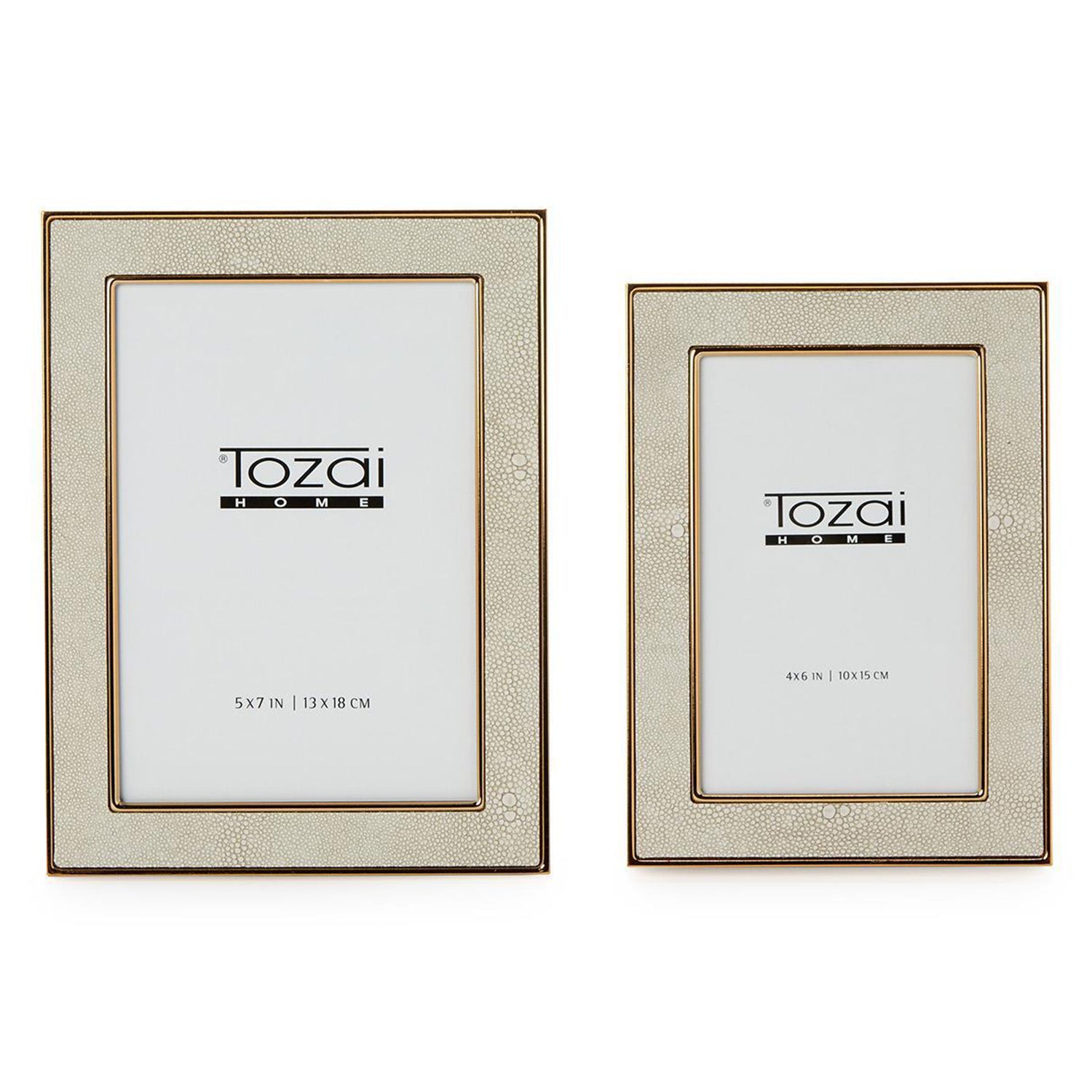 Cream Shagreen Photo Frame Set of 2