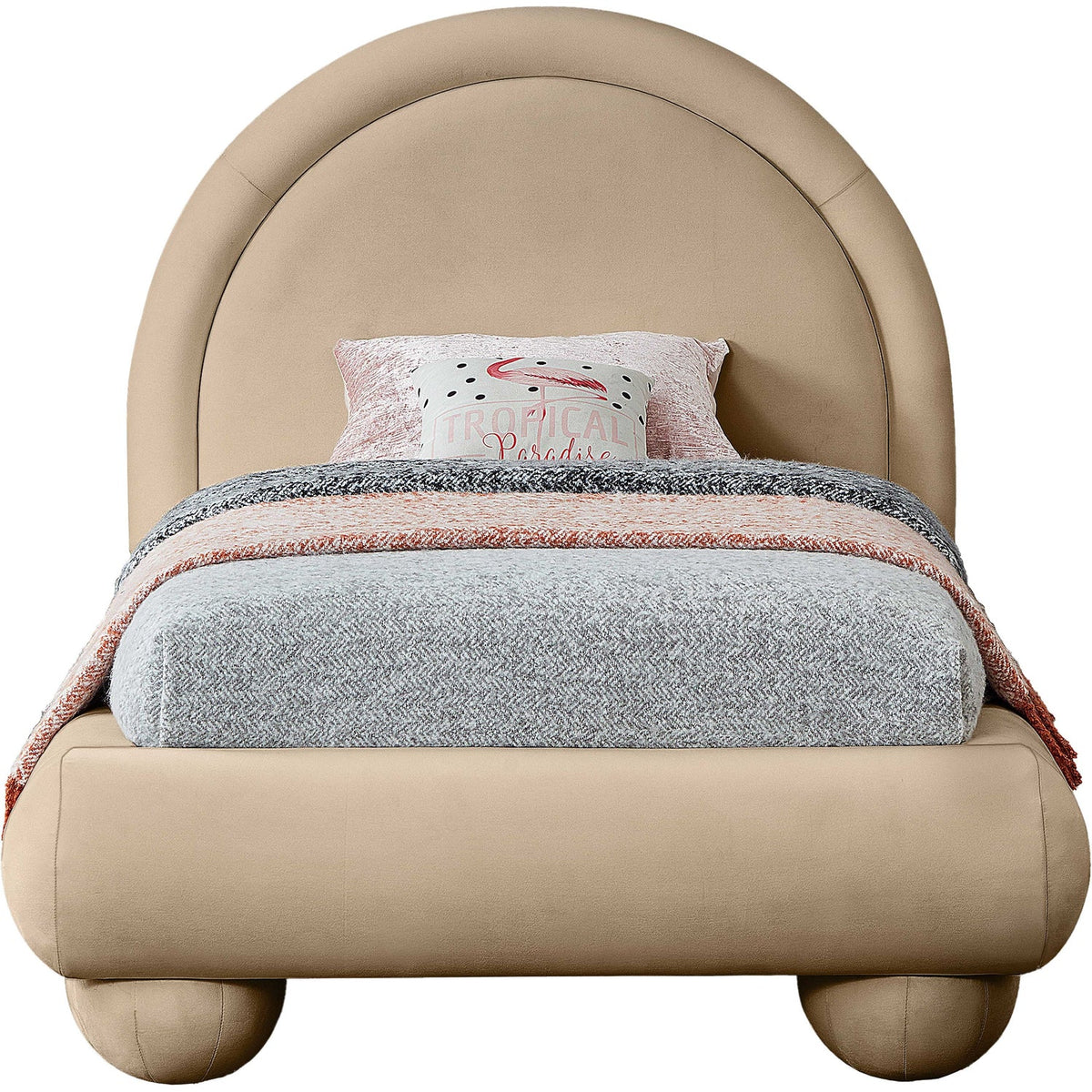 Madrid Beige Velvet Upholstered Bed