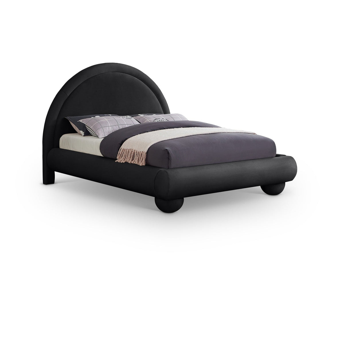 Madrid Black Velvet Upholstered Bed