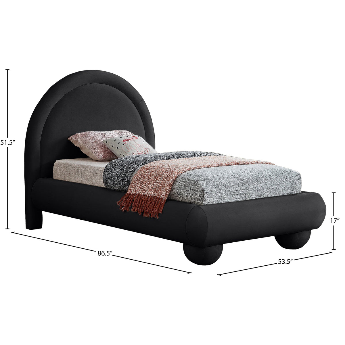 Madrid Black Velvet Upholstered Bed