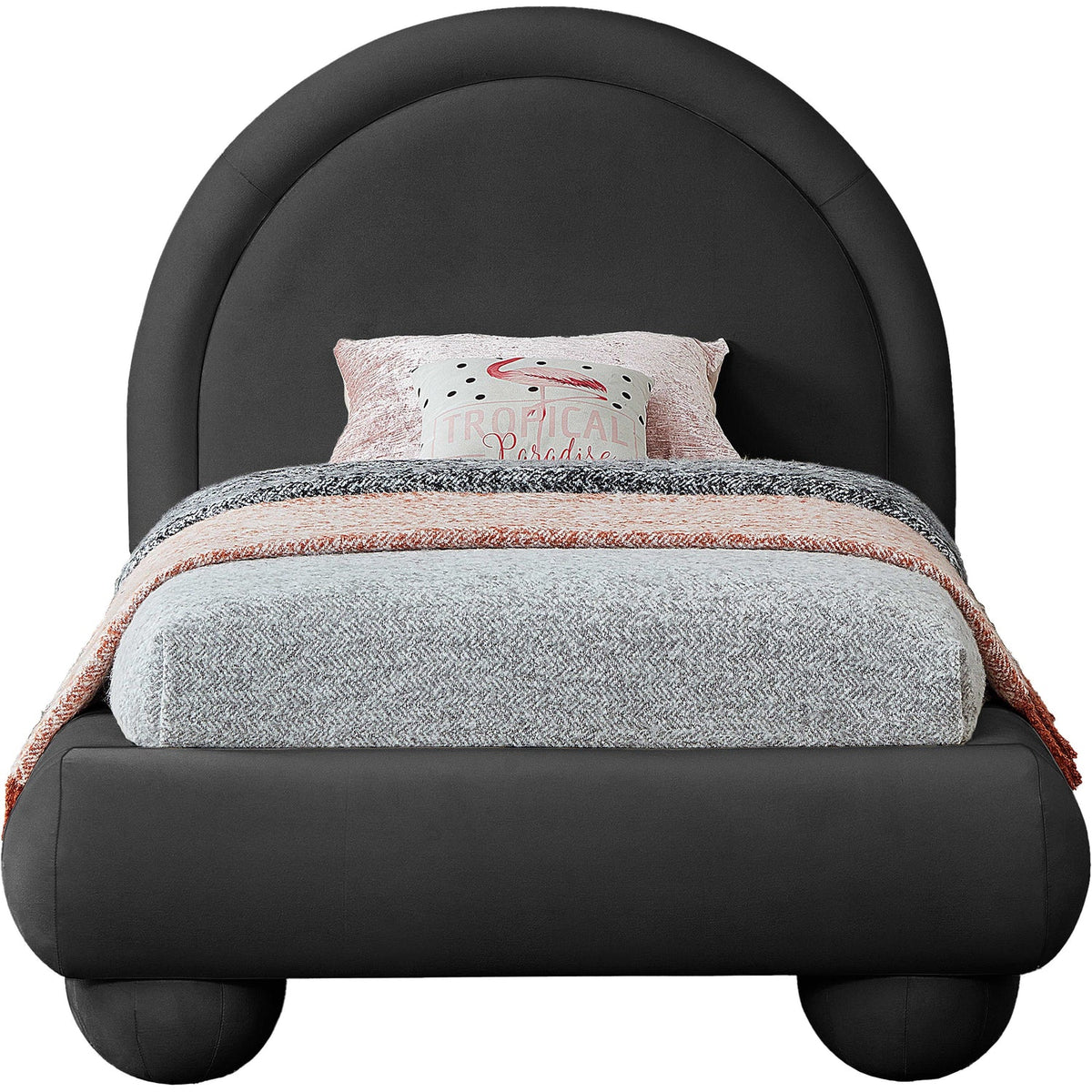 Madrid Black Velvet Upholstered Bed