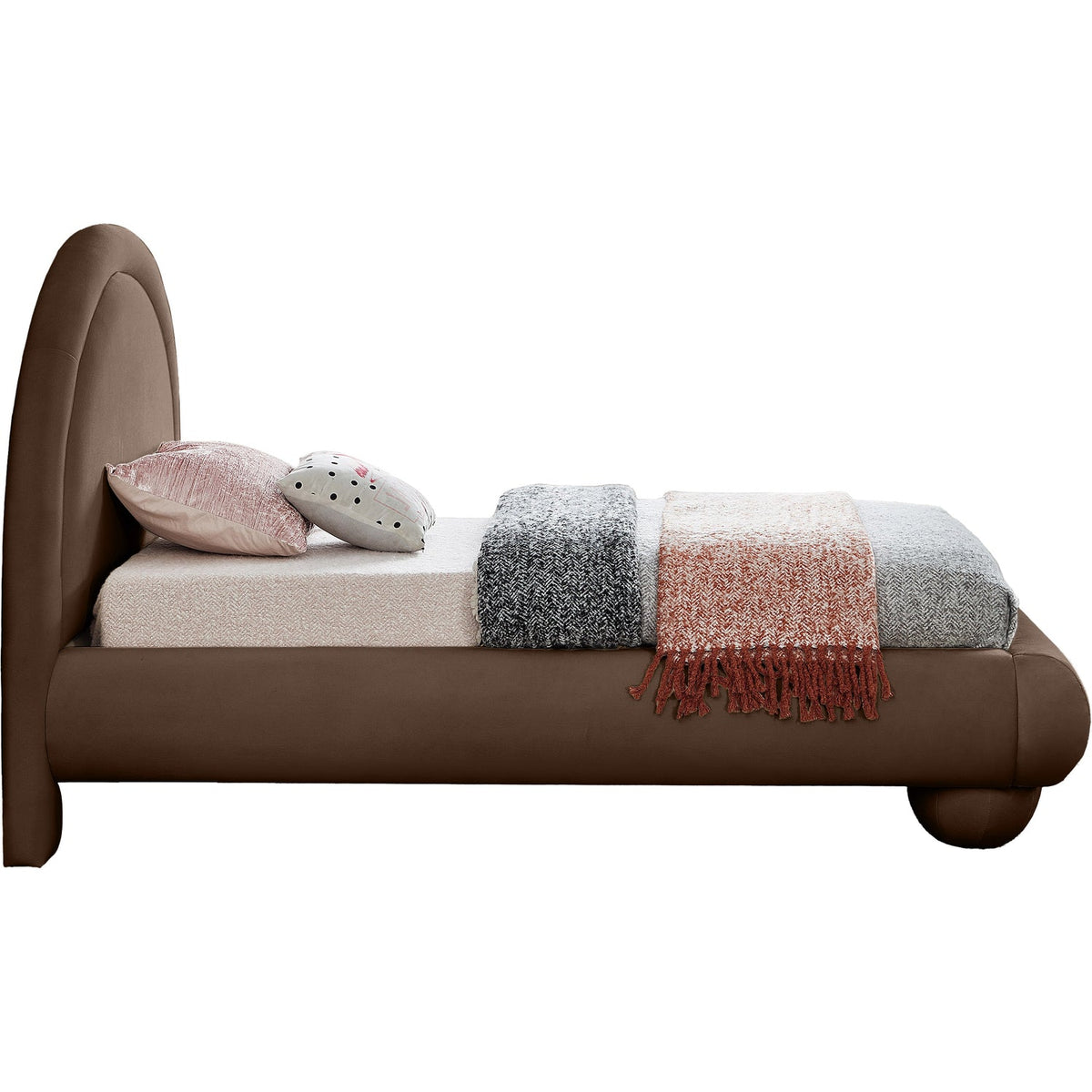 Madrid Brown Velvet Upholstered Bed