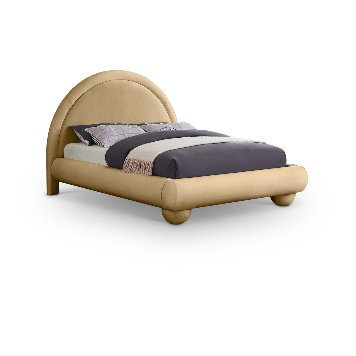 Madrid Camel Velvet Upholstered Bed