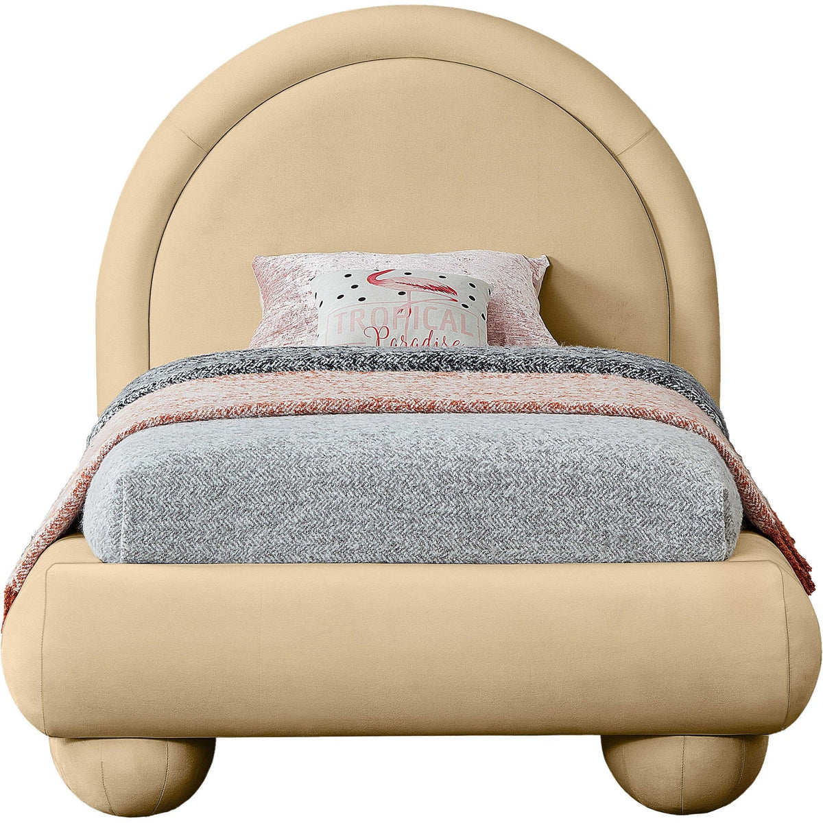 Madrid Camel Velvet Upholstered Bed