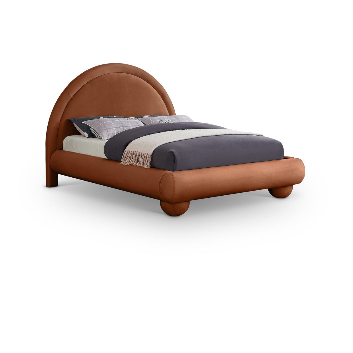 Madrid Cognac Velvet Upholstered Bed