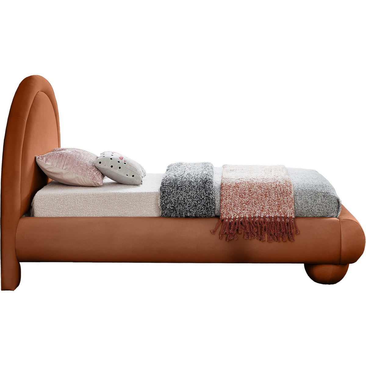 Madrid Cognac Velvet Upholstered Bed