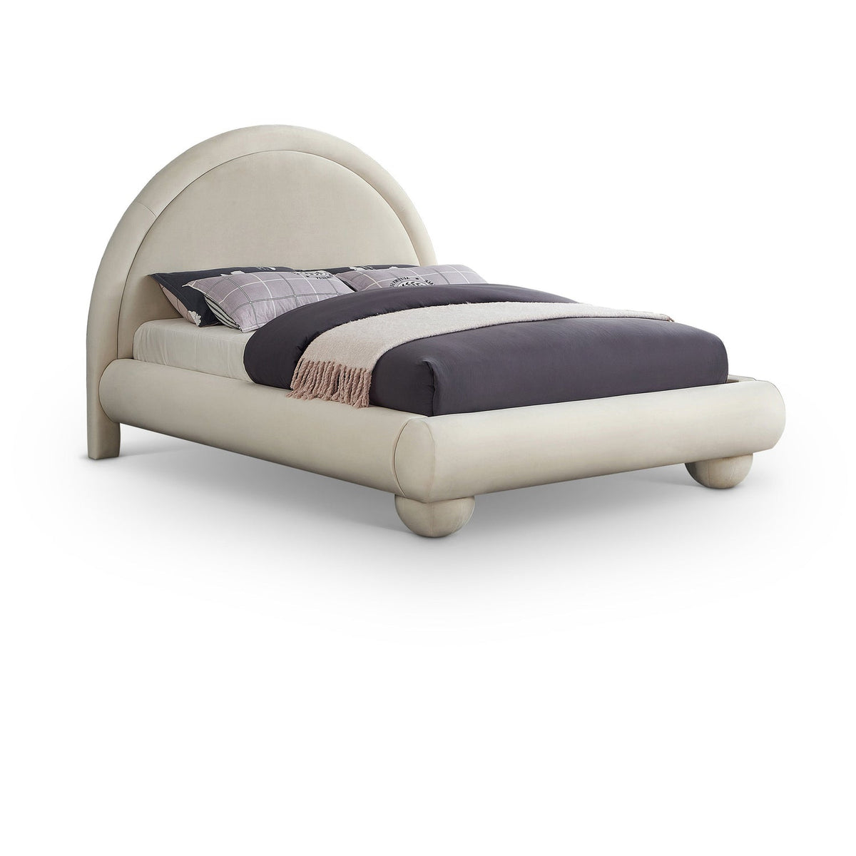 Madrid Cream Velvet Upholstered Bed