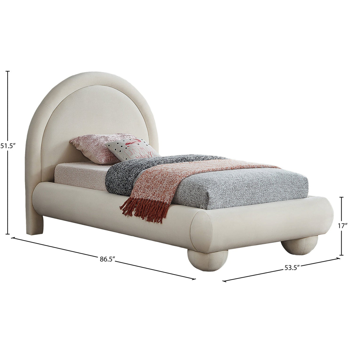 Madrid Cream Velvet Upholstered Bed