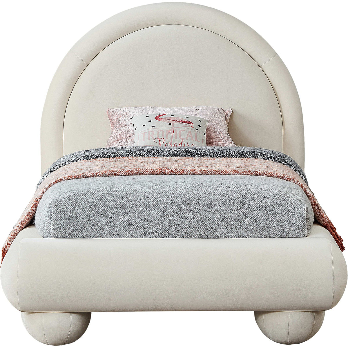 Madrid Cream Velvet Upholstered Bed