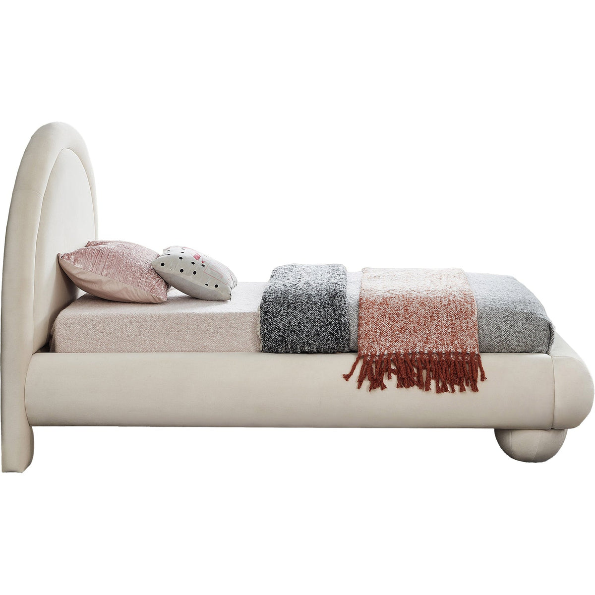 Madrid Cream Velvet Upholstered Bed