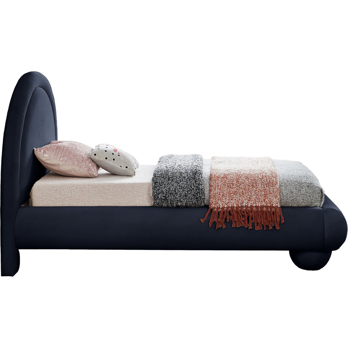 Madrid Navy Velvet Upholstered Bed