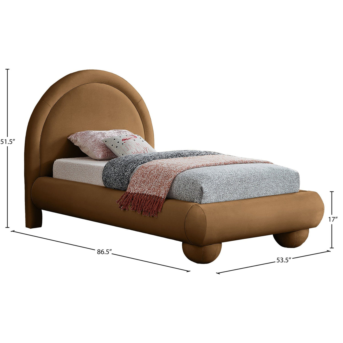 Madrid Saddle Velvet Upholstered Bed