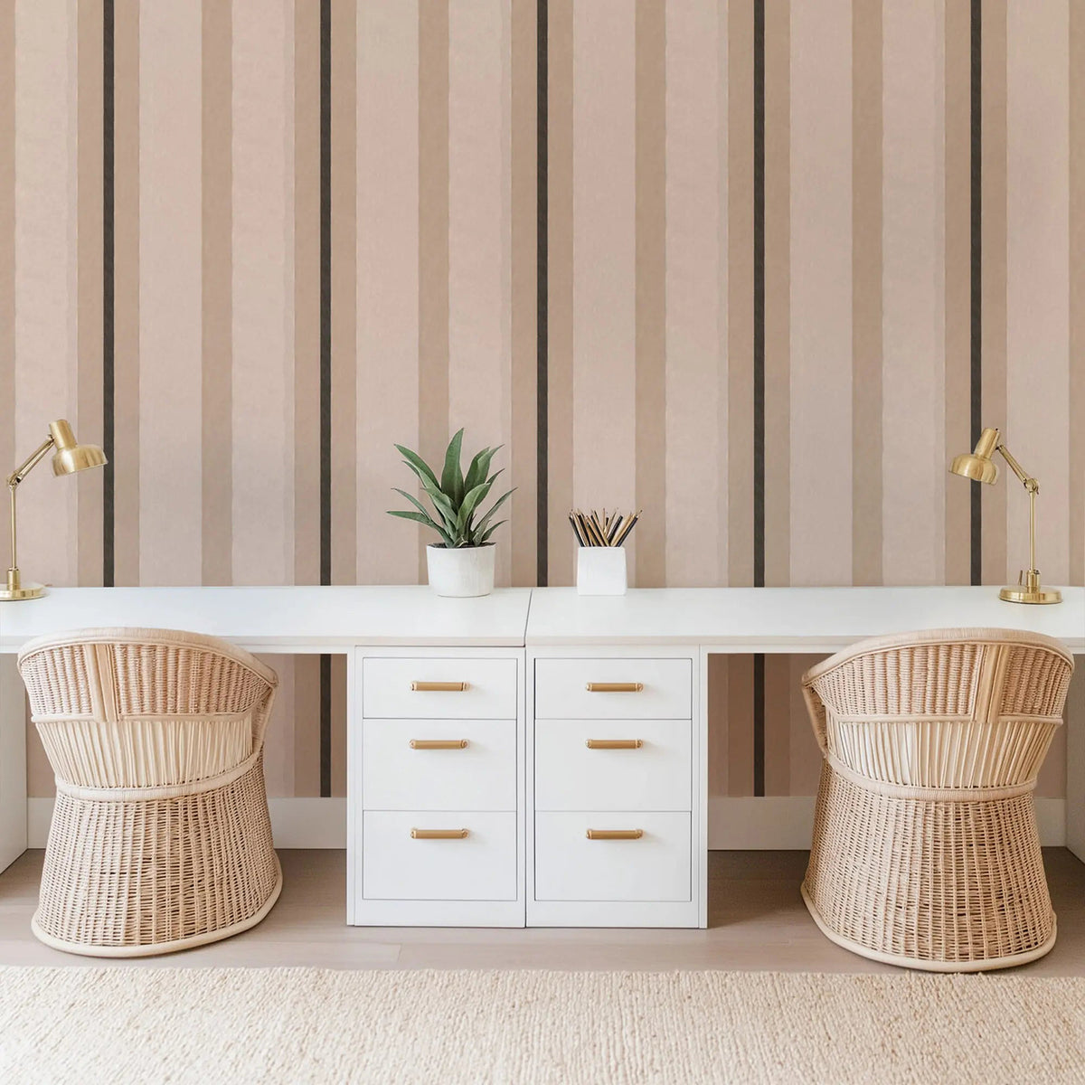 Mitchell Black Miami Stripe Wallpaper