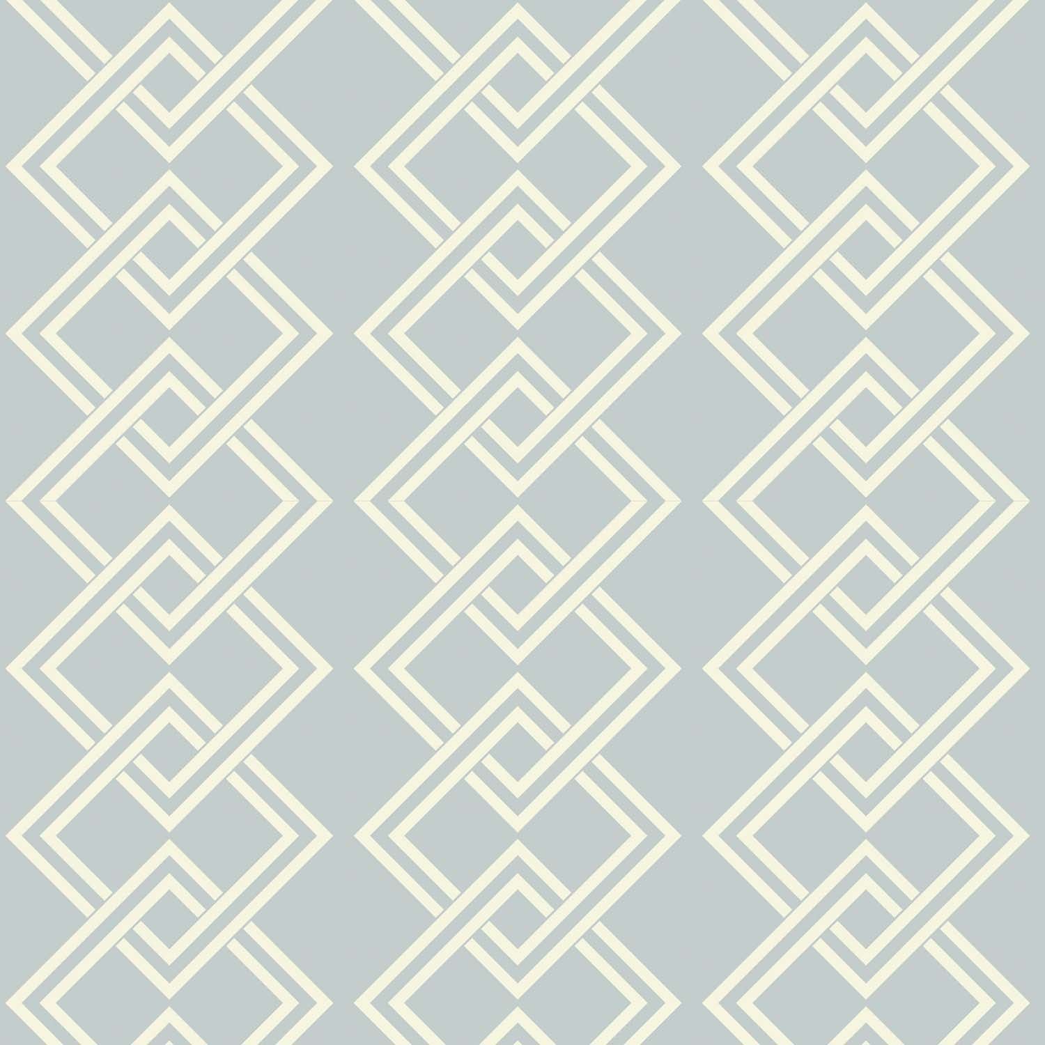 Mod Block geometric wallpaper in Pale Mineral Blue, installed vignette