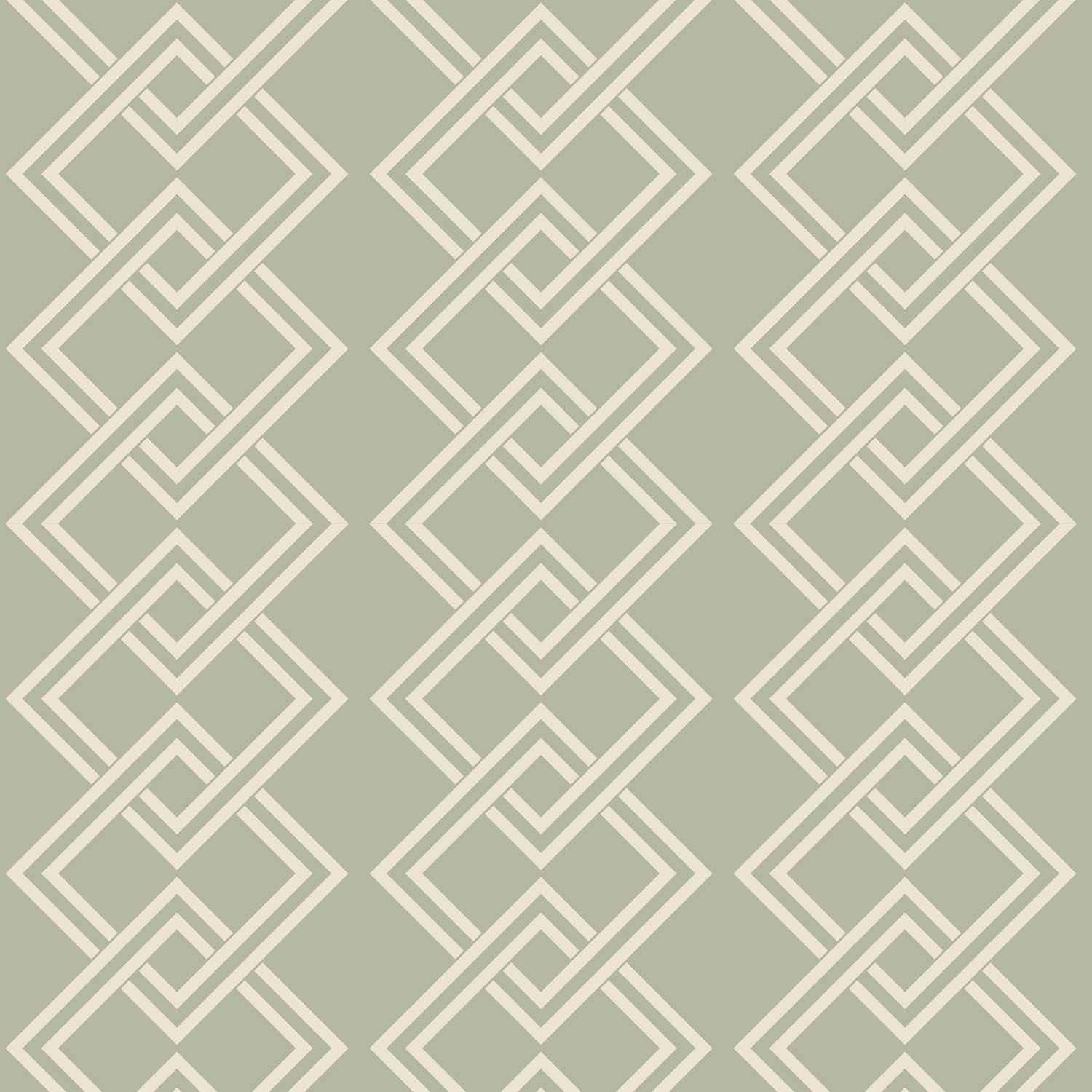 Mod Block geometric wallpaper in Pale Mineral Blue, wide view
