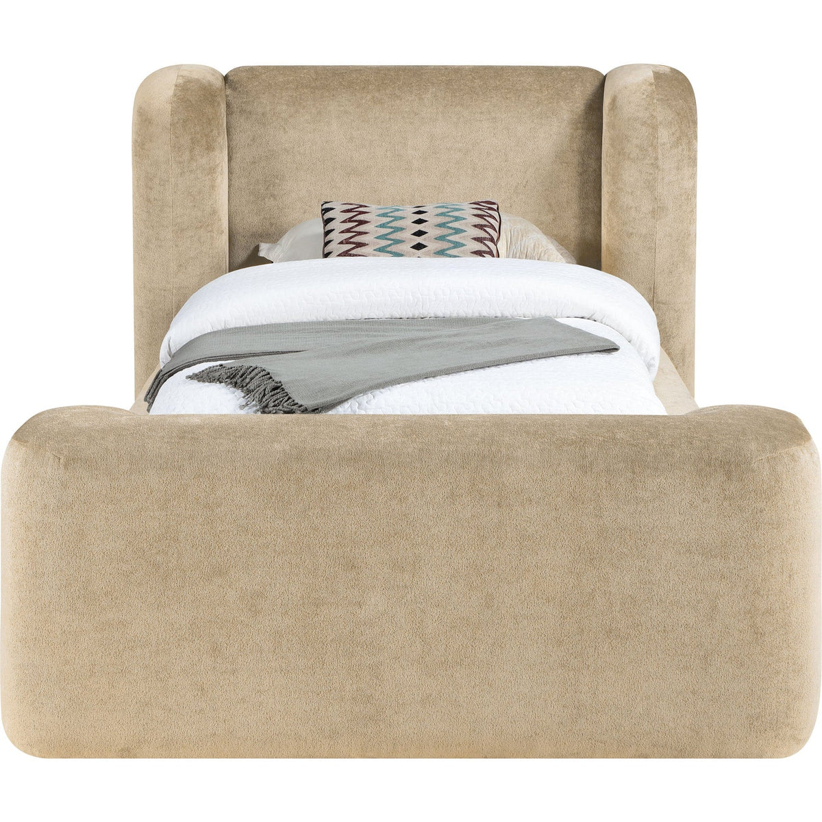 Modena Beige Chenille Fabric Upholstered Bed