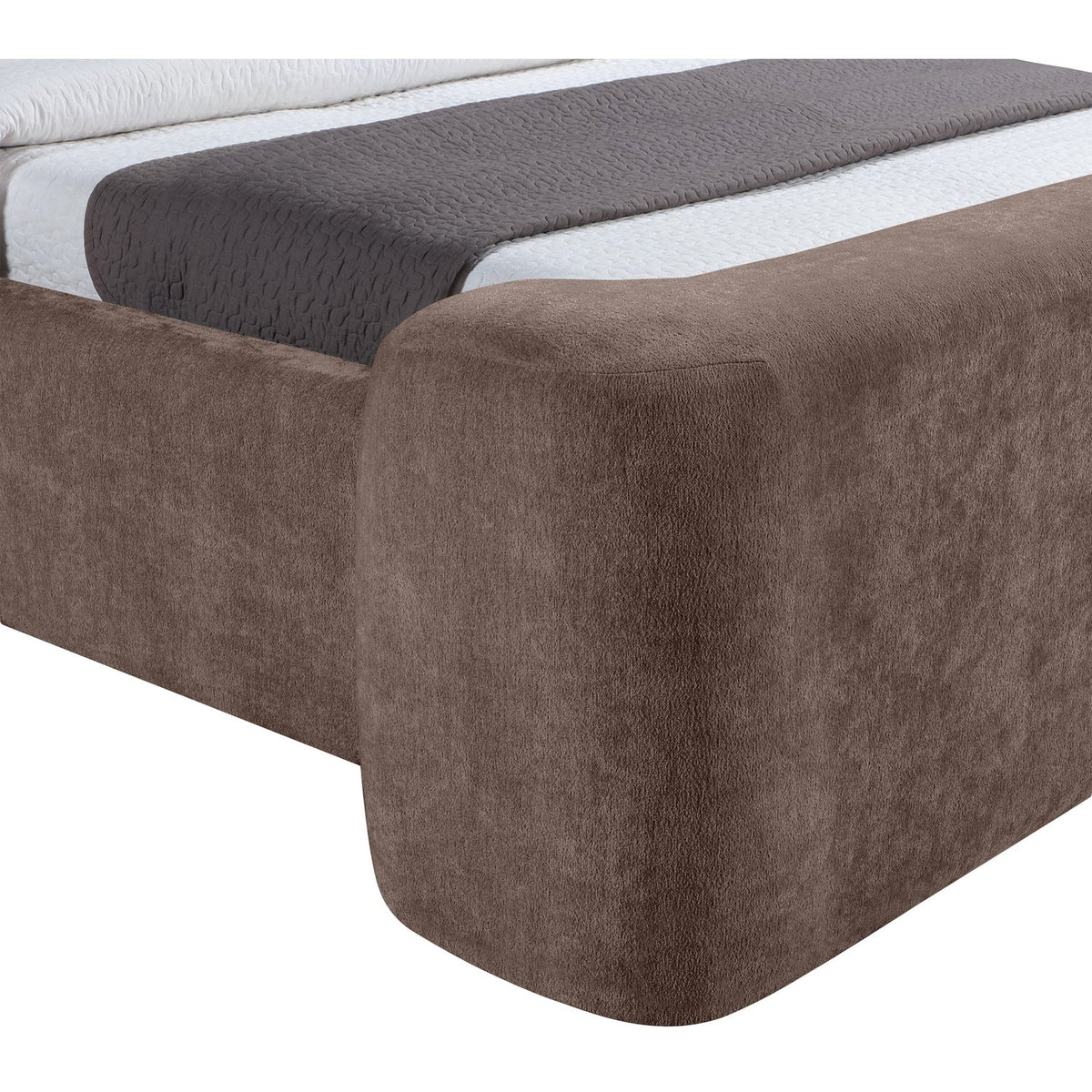 Modena Brown Chenille Fabric Upholstered Bed