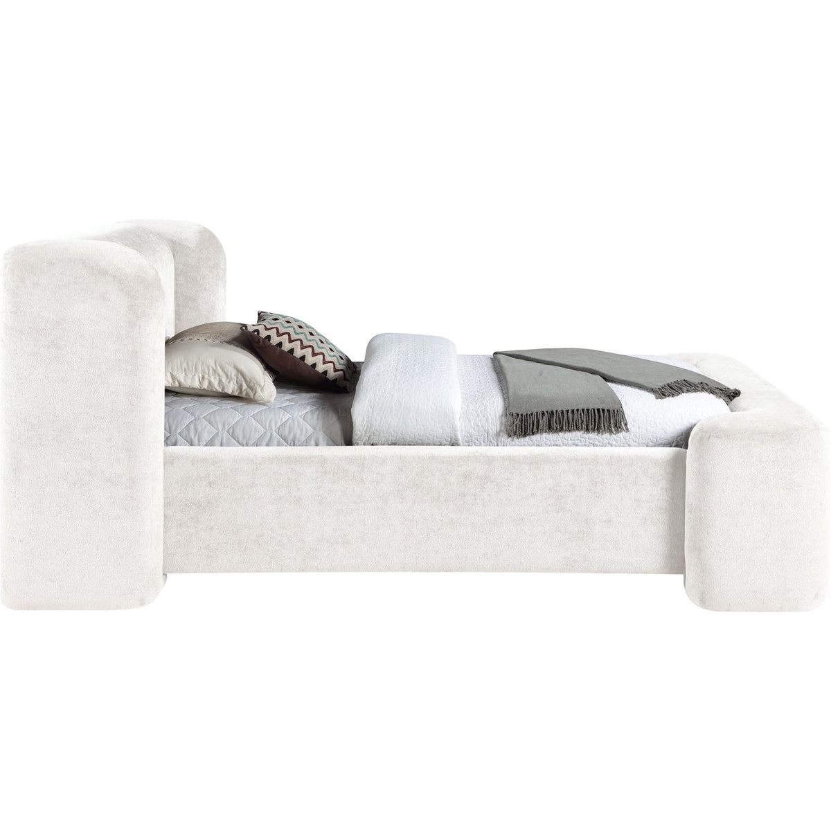 Modena Cream Chenille Fabric Upholstered Bed