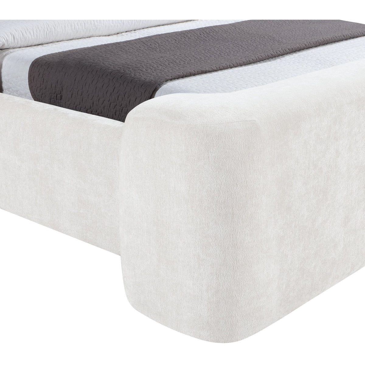 Modena Cream Chenille Fabric Upholstered Bed