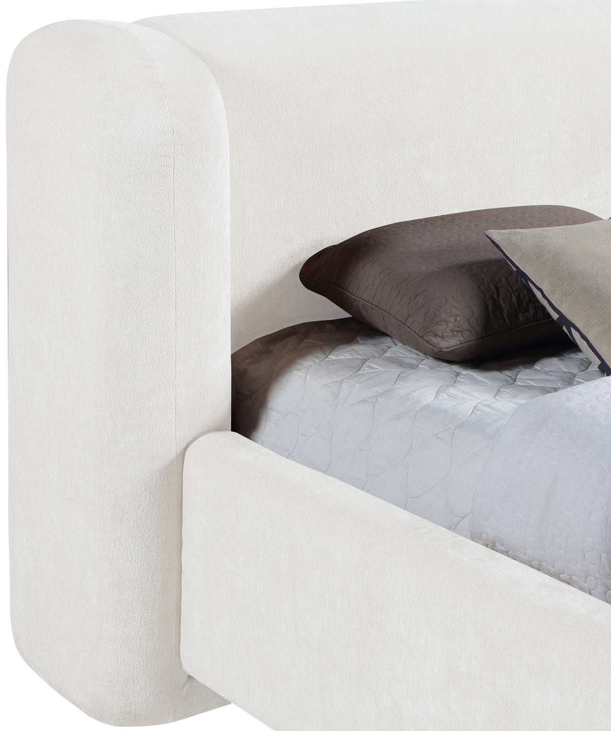 Modena Cream Chenille Fabric Upholstered Bed